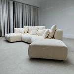 Modern Curved Modular Sectional Sofa with Premium Chenille Fabric & Matte Black Metal Accents